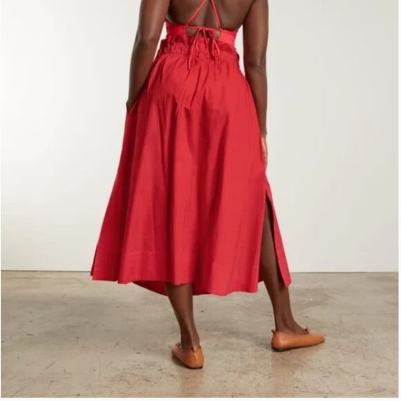 EVERLANE The Easy Button-Front Red A-Line Skirt, Size M - Picture 3 of 14